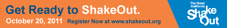 Great CA shakeout web banner with link to www.shakeout.org