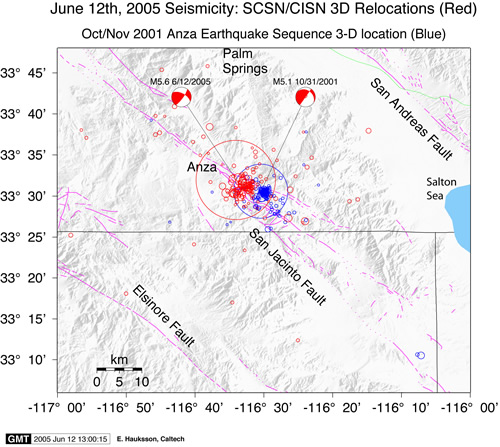 Map of
seismicity near Anza