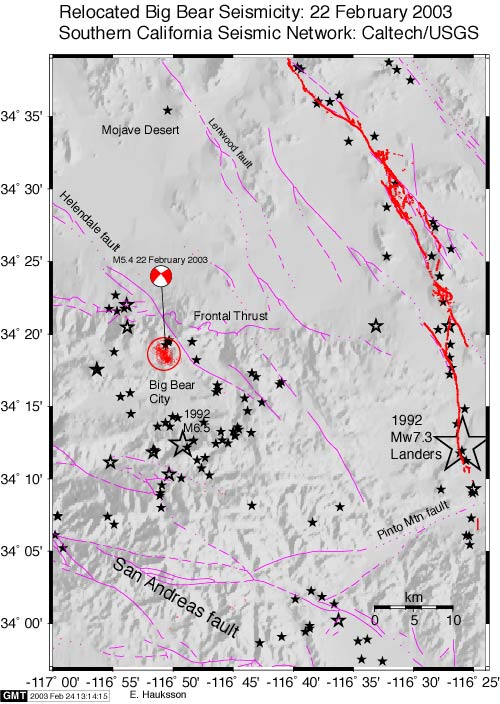 Map of
seismicity near Big Bear