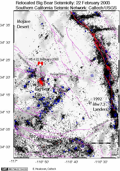 Background seismicity in the Big Bear City area